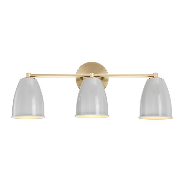 Designers Fountain Biba 24in 3-Light Brushed Gold Modern Indoor Vanity Light with Grey Sky Metal Shades D287M-3B-BG - main